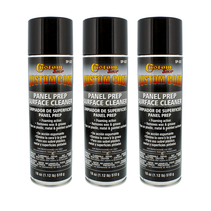 Panel Prep Surface Cleaner & Degreaser (3 Pack) - 18oz Spray Can - Powerful Wax and Grease Remover for Auto Body Paint Prep - Removes Residue Before Painting