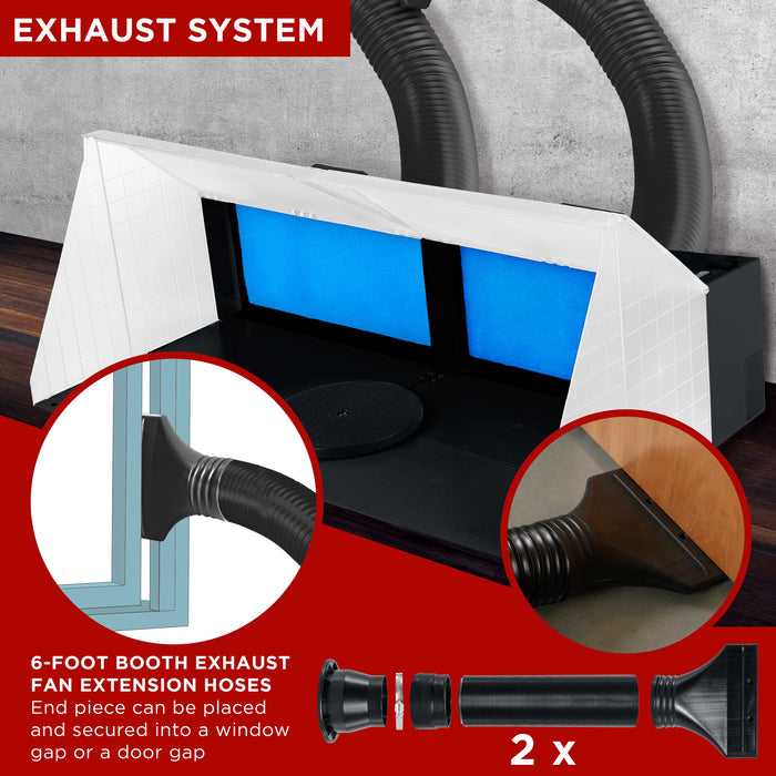 Master Airbrush (2 Pack) Portable Airbrush Spray Booth Station with 25W Fan, Turntable & 5.6' Extension Hose, 16.5"x19"x13.5", Combine for Larger Workspace, Hobby Airbrush Booth for Painting, Models