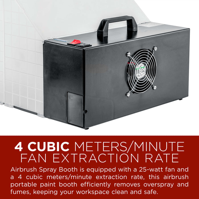 Master Airbrush (2 Pack) Portable Airbrush Spray Booth Station with 25W Fan, Turntable & 5.6' Extension Hose, 16.5"x19"x13.5", Combine for Larger Workspace, Hobby Airbrush Booth for Painting, Models