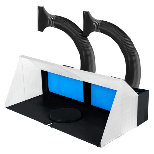 Master Airbrush (2 Pack) Portable Airbrush Spray Booth Station with 25W Fan, Turntable & 5.6' Extension Hose, 16.5"x19"x13.5", Combine for Larger Workspace, Hobby Airbrush Booth for Painting, Models