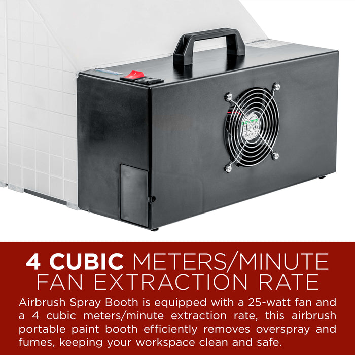 Master Airbrush Portable Airbrush Spray Booth Station with 25W Fan, Turntable & 5.6' Extension Hose, 16.5"x19"x13.5" Hobby Airbrush Booth for Painting, Models, Arts, Crafts, Cakes