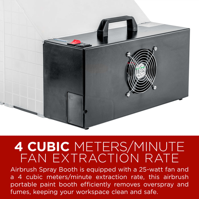 Master Airbrush Portable Airbrush Spray Booth Station with LED Lights, 25W Fan, Turntable & 5.6' Extension Hose, 16.5"x19"x13.5" Hobby Airbrush Booth for Painting, Models, Arts, Crafts, Cakes