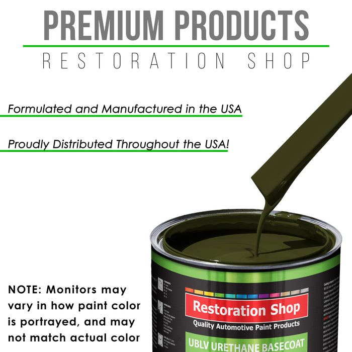 Olive Drab Green - LOW VOC Urethane Basecoat Auto Paint - Gallon Paint Color Only - Professional High Gloss Automotive, Car, Truck Refinish Coating