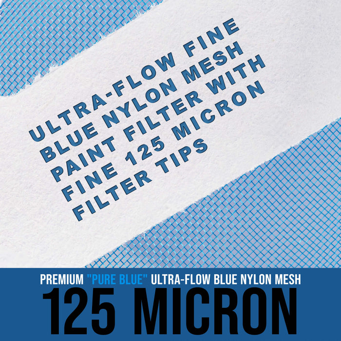 - 125 Micron Filter Tips Ultra-Fine Paint Strainer (Case of 1000) - Pure Blue Nylon Mesh Cone Strainer - Paint Filter Cones for Auto, House & Hobby