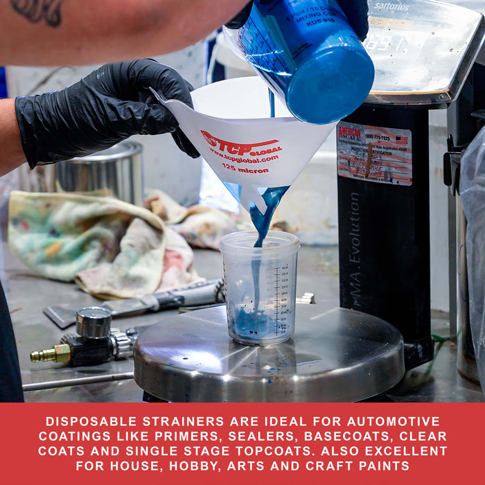 - 125 Micron Filter Tips Ultra-Fine Paint Strainer (Case of 1000) - Pure Blue Nylon Mesh Cone Strainer - Paint Filter Cones for Auto, House & Hobby