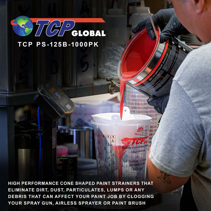 - 125 Micron Filter Tips Ultra-Fine Paint Strainer (Case of 1000) - Pure Blue Nylon Mesh Cone Strainer - Paint Filter Cones for Auto, House & Hobby