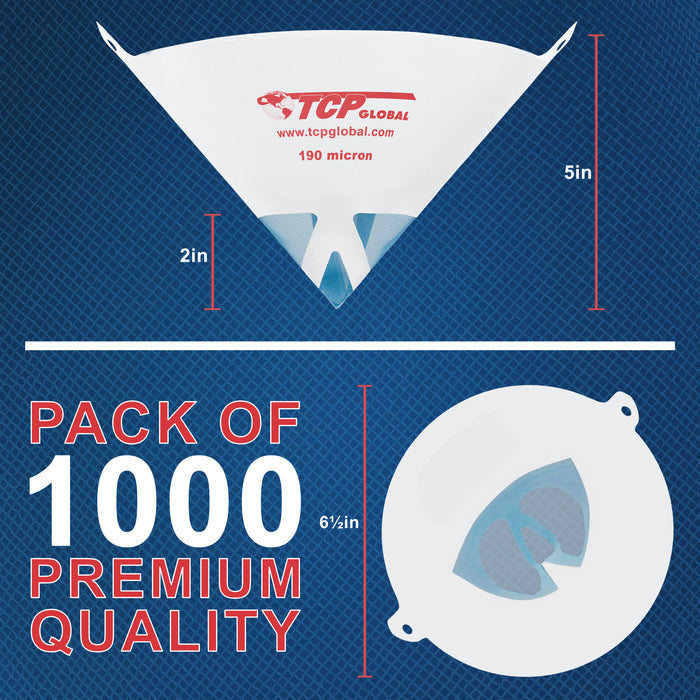 - 190 Micron Filter Tips Ultra-Fine Paint Strainer (Case of 1000) - Pure Blue Nylon Mesh Cone Strainer - Paint Filter Cones for Auto, House & Hobby